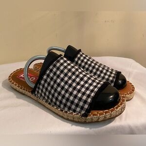 POP Comfort‎ Fit Black and White Gingham Sandals Women’s 7.5